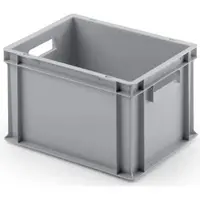 Proregal Eurobehälter mit offenem Griff | HxBxT 23,5x30x40cm | 22 Liter | Grau | Eurobox, Transportbox, Transportbehälter, Stapelbehälter