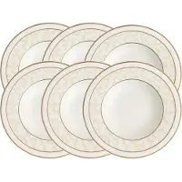 Villeroy & Boch Suppenteller "Suppenteller Ivoire ø 24,8 cm 6er Set weiß-gold", bunt (weiß, gold), L:24,8cm, Speiseteller, Suppenteller