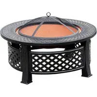 Hi Runde Feuerstelle für den Garten und die Terrasse mit Funkenschutzgitterdeckel