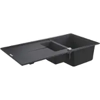 GROHE K400, Aufsatzwanne, Rechteckig, Quarzkomposit, Schwarz, 2 Becken, Rechteckig