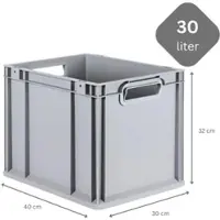 Proregal SparSet 10x Eurobox NextGen Grip mit Auflagedeckel & 4 gelben Verschlüssen, HxBxT 32x30x40cm, 30L, Grau, Griffe offen, Eurobehälter