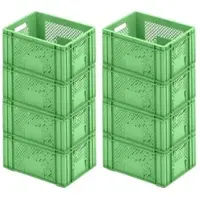 Proregal SuperSparSet 8x Eurobehälter Obst- und Gemüsekasten HxBxT 19 x 30 x 40 cm 18 Liter Grün Obst-Gemüsekiste Obstkorb Transportbox