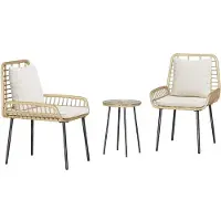 vidaXL Garten Essgruppe 3 stk. Braun und Creme Poly-Rattan
