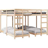 vidaXL Dreifach Etagenbettrahmen Natur 80 / 200 x 200 cm