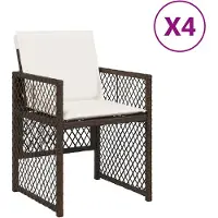 vidaXL Gartenstühle mit Kissen 4 Stk. Braun Poly Rattan