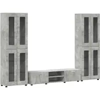 vidaXL TV-Schrankset mit Regal FLORIN 3 pcs Beton Grau Holzwerkstoff