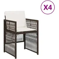 vidaXL Gartenstühle mit Kissen 4 Stk. Braun Poly Rattan