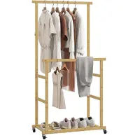 HOMCOM Clothes Rack Bambus 80L x 40B x 160H cm Naturholz