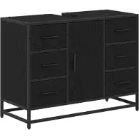 vidaXL Badezimmerschrank Schwarz Eichen-Optik 80 x 33 x 60 cm