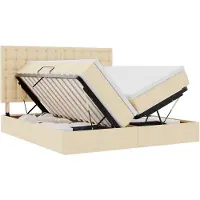 vidaXL Aufbewahrungsbett mit Kopfteil Creme 180 x 200 cm Stoff