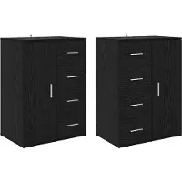 vidaXL Sideboards CORONA 2 Stk. Schwarz Eichen-Optik 59 x 39 x 80 cm