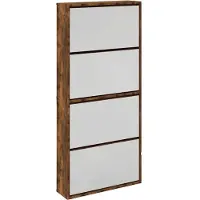 vidaXL Schuhschrank mit Spiegel 4 Fächer Räuchereiche 63x17x134 cm 3228277