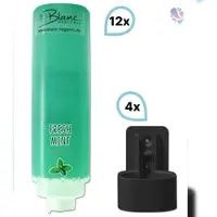 Blanc HYGIENIC SET: Professionelles Shampoo-Duschgel-Set – 12x425 ml – verschied. Düfte – Wandhalterung in Weiß, Schwarz oder Chrom optional