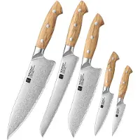 Xinzuo - Messerset 5-teilig – X02O Pin Serie - hergestellt aus 3-lagigem Verbundstahl - Abmessungen Set: 41x18,5x6,5 cm