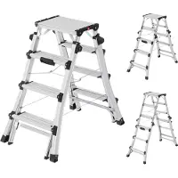 Hailo D100 TL Topline Teleskopleiter - ausziehbare, klappbare Aluminium-Leiter - Höhe verstellbar bis 1,31 m - 2 x 4, 5 oder 6 Stufen nutzbar - Gewicht: 8,9 kg