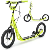 HyperMotion RUNKIE City Scooter mit Luftreifen 16 Zoll – große Räder, V-Brake Handbremsen, höhenverstellbarer Lenker, bis 100 kg
