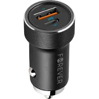 Forever KFZ Ladegerät Autoladegerät Auto 1x USB-C 1x USB 20W PD CQ Zigarettenanzünder Schnelle + Ladekabel USB-C - USB-C.