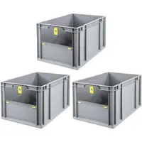 Proregal 3x Eurobox NextGen Insight Cover | HxBxT 32x40x60 | 65 Liter | Hoch/Gelb | Eurobehälter, Transportbox, Transportbehälter