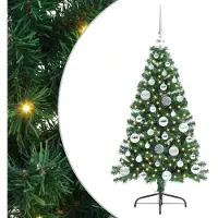vidaXL Künstlicher vorbeleuchteter Weihnachtsbaum Grün 120 cm PVC