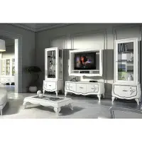 AEA Garnitur rtv Set 4tlg. Wohnwand TV Lowboard Vitrine Sideboard Schrank Design Neu