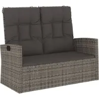 vidaXL Gartenbank mit Liegefunktion & Kissen Grau 118 cm Poly Rattan
