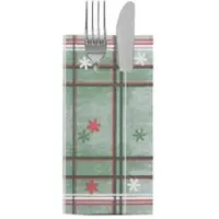 Sovie HORECA Besteckserviette Tim in Grün-Rot aus Linclass Airlaid 40 x 40 cm, 100 Stück - Bestecktaschen Weihnachten