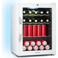 Klarstein Coachella 60 Getränkekühlschrank - 60 L Getränkekühler mit WLAN, Glastür, LED-Innenbeleuchtung, 3-18 °C, 7 Lichtfarben, 3 Metallablagen, E, Weiß