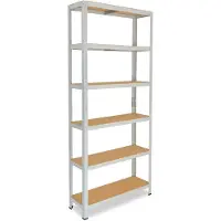 Shelfplaza OFFICE 200x90x30 cm Schwerlastregal in lichtgrau mit 6 Böden und 145 kg Traglast pro Boden