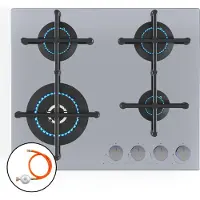 Klarstein Illuminosa 4 Gaskochfeld - 4 Sabaf-Brenner, 4 kW Wokbrenner, Elektrische Zündung, Für Flüssig- & Erdgas, Rostfreier Stahl, Effizient & Umweltfreundlich, Idealer Gasherd