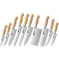 Xinzuo - Messerset 10-teilig – X02O Pin Serie - 3-lagiger Verbundstahl - Abmessungen Set: 45x13x6,5 cm