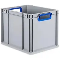 Proregal Eurobox NextGen Color | HxBxT 32x30x40cm | 30 Liter | Griffe blau offen | Glatter Boden | Eurobehälter, Transportbox, Transportbehälter