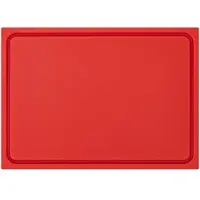 Morleos Muvell Schneidebrett Kunststoff HDPE500 | rot 35x25x2 cm | Schneidbrett | Gastro Profi HACCP rohes Fleisch Küchenbrett | 1 Seite mit Saftrinne |