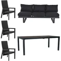 CLEMENTO STERN Gartenmöbel-Set 5tlg. CLASSIC Tisch 200x100cm mit Sunbrella Bank & Stühle