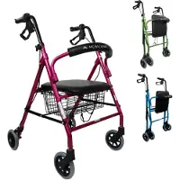 Mobiclinic Rollator Escorial Rollator faltbar und leicht Feststellbare Handbremsen Gehwagen für Seniore Aluminium Korb 4 Räder Rosa
