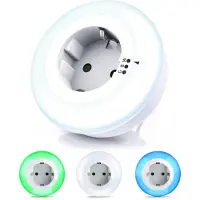 Brandson LED Nachtlicht mit Zwischenstecker & auswählbaren Farben Nachtlampe - Weiß/Grün/Blau