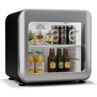 Klarstein Audrey Evo Getränkekühlschrank | Retro-Design | Glastür | 45 L | EEK C Silber