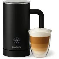 Brabantia Elektrischer Milchaufschäumer, Heiß- und Kaltschaum, 4 Einstellungen, 300 ml, Kontrollleuchte, Antihaftbeschichtung, Schwarz, BBEK1048