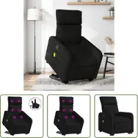 The Living Store Massagesessel mit Aufstehhilfe Schwarz Stoff