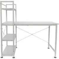 Vdd Schreibtisch Computertisch Tough - 3 Lagerregale - industrielles modernes Weiß - Metallholz