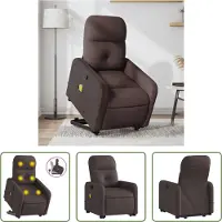 The Living Store Massagesessel mit Aufstehhilfe Dunkelbraun Stoff