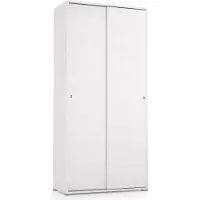 Dmora Kleiderschrank Dalia, Kleiderschrank mit 2 Schiebetüren und 4 Einlegeböden, Moderne Mehrzweck - Schlafzimmermöbel, 100% Italy, 90x45h195 cm, Weiß
