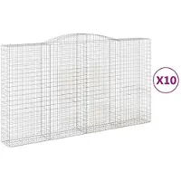 vidaXL Gabionen mit Hochbogen 10Stk. 400x50x220/240cm Verzinktes Eisen