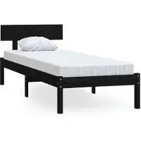 vidaXL Massivholzbett Schwarz Kiefer 90x190 cm