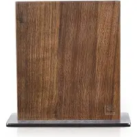 Zayiko magnetischer Messerblock aus edlem Nussbaumholz massiv mit Edelstahlsockel, ohne Messer, zweiseitig für bis zu 8 Messer