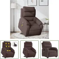 The Living Store Massagesessel mit Aufstehhilfe Dunkelbraun Stoff