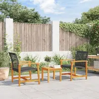 vidaXL Design Gartenstühle 2 Stk. Schwarz Poly Rattan und Akazienholz, Gartenstühle 2024 Neu