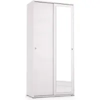 Dmora Kleiderschrank 2 Türen Tulipano 90x195h cm Weiß Garderobe