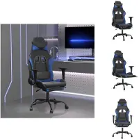 vidaXL Gaming-Stuhl mit Massage & Fußstütze Schwarz & Blau Kunstleder - Gaming-Sessel