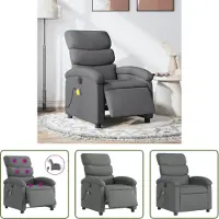 The Living Store Massagesessel Elektrisch Dunkelgrau Stoff