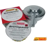 Favorit "" Sicherheits-Brennpaste Set, 80 gr Brennpaste inkl. verstellbarem Brenner, silber